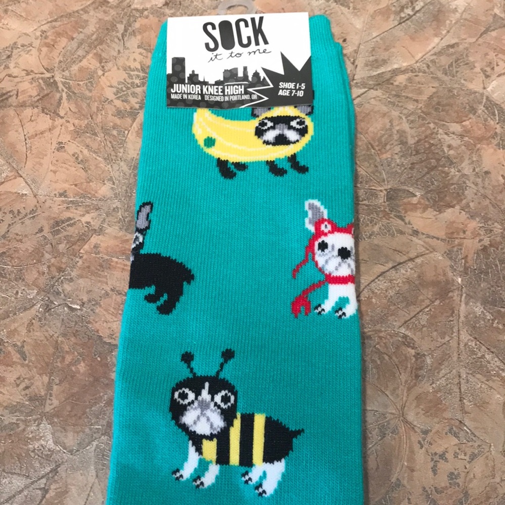 Sock it to me kid’s knee high Boston Terrier socks